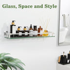 Alise Bathroom Shelf Wall Mounted, Polished Chrome Large Capacity Glass Shelf for Bathroom, 24 inch