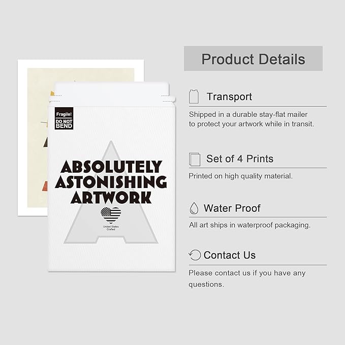 SIGNWIN Adhesive Canvas Poster Mid-Century Modern 1960s Vintage Nordic Polygons Abstract Geometric Digital Art Modern Art Decorative Zen Multicolor Minimalism for Bedroom - 11"x14"x4