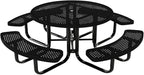 Coated Outdoor Furniture Heavy-Duty Portable Outdoor Kids Table with Umbrella Hole, Punched Steel Kids Picnic Table, Commercial-Grade, Made in America (46 In, Round, Childrens, Textured Black)
