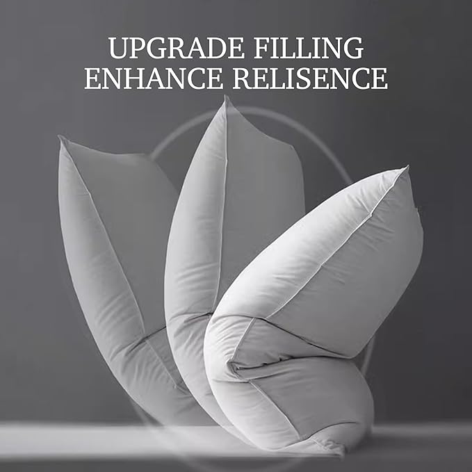 Hotel Grand Luxury White Goose Feather Down Pillow Medium Firm Hypoallergenic Bed Pillow Queen Size Upgrade Hotel Collection Fluffy Pillow for Sleeping, 28"x20",1 Pack