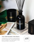 Benevolence LA Reed Diffusers for Home, Rose & Sandalwood Relaxing Fragrance | Aromatherapy Reed Diffuser Sticks with Gift Box, Scented Sticks for Bathroom | Home Décor