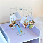 Mollytek Desktop Photo Holder With Clips Postcard Gift Card Picture Display Stand Decor Photo Tree Stand for Table Display Carousel Romantic Design with Plated Wire and 12 Photo Metal Clips