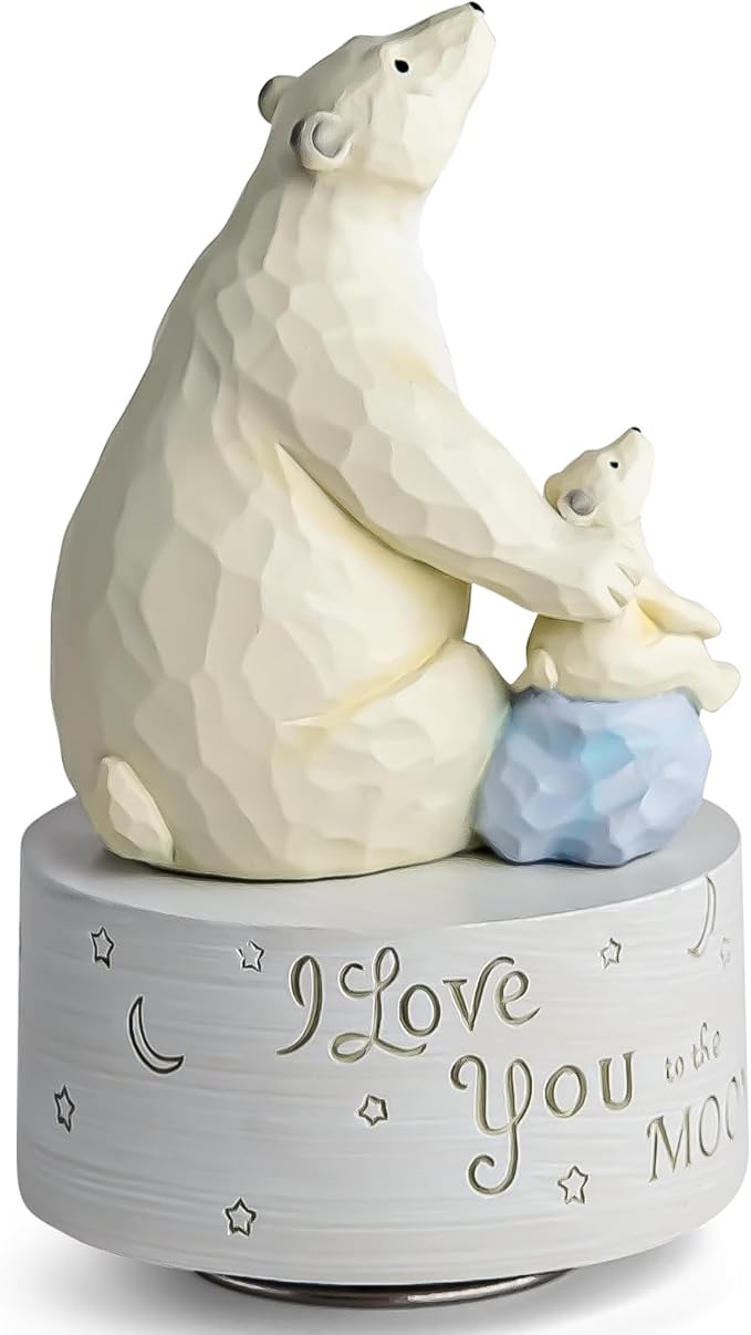 I Love You to The Moon and Back, Polar Bear Music Box, Musical Figurine Keepsake, Heartfelt Gift for Family and Loved Ones, Home Décor Collectible, Plays Twinkle, Twinkle, Little Star Melody