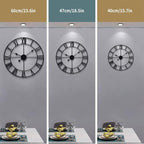 Large Modern Metal Wall Clocks Rustic Round Nearly Silent Little Ticking Battery Operated Roman Numerals Clock for Living Room/Bedroom/Kitchen Wall Decor-(Black, 47cm)