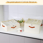 2 Pack Cup and Mug Storage Box with Dividers and Hard Shell, Stackable Coffee Cup Storage Organizer with Lid, Zipper, and Handles for Coffee Mugs, Cups, Glasses, Stemware Storage Containers for Moving