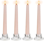 Glasseam Glass Tapered Candlestick Holders: Small Taper Candle Holders Set of 4 Clear Candle Sticks Holder for Table Centerpiece Short Modern Candle Holder for Wedding Christmas Home Decoration