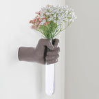 Wall Sculptures, Hand Vases Home Decor, Wall Mount Art Sculpture, Unique Wall Art Statue, Funky Flower Vase Decorations, Modern Eclectic Hanging Decor,Glass Test Tube Vase (Beige)