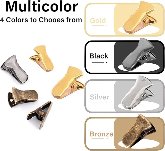 35 Pack Mini Metal Alligator Clips for Crafts Non-Slip Silicone-Coated Retro DIY Badge Small Clips(Charcoal Black)