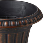 PL00CP Classic Traditional Plastic Urn Planter, 16" x 18", Brushed Copper