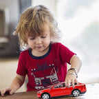 Toy Car Model X, Pull Back Car Toys Alloy Vehicles with Lights and Sound 1:32 Scale Model Car (Red)