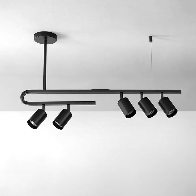 Globe Electric 64000121 32" 5-Light Track Lighting, Matte Black, Side Canopy, Pivoting Track Heads, Side Canopy