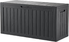 80 Gallon Lockable Resin Deck Box, Waterproof & UV-Resistant Outdoor Storage Box for Outdoor Cushion Storage, Garden Tools & Pool Accessories Storage, Black