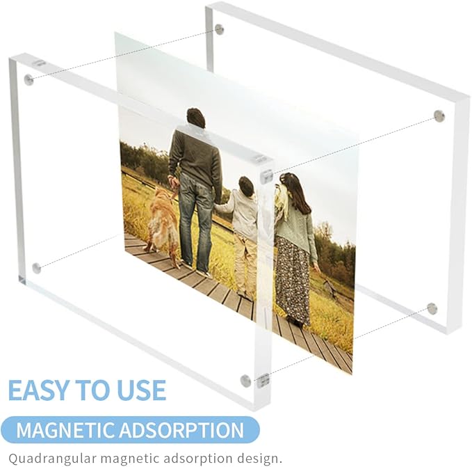 Acrylic Picture Frames 2.5x3.5 inches Pack of 3, Clear Double Sided Magnetic Photo Block Frame,Desktop Frameless Picture Display, Wallet Small Picture Frames 2x3