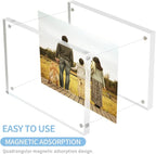 Acrylic Picture Frames 2.5x3.5 inches Pack of 3, Clear Double Sided Magnetic Photo Block Frame,Desktop Frameless Picture Display, Wallet Small Picture Frames 2x3