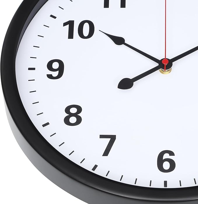 LEIKE Metal Wall Clock 14IN Black, Retro Silent Quartz Battery Operated, Decorative for Patio, Kitchen, Living Room, Bedroom, Pool