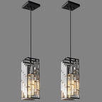 Black Pendant Lighting Modern Pendant Light, Mini Crystal Chandeliers,Adjustable Pendant Light Fixture for Kitchen Island Dinning Room Bedroom (2 Pack)