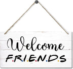 Welcome Friends Decor Sign, Hanging Wood Sign Home Decorative, Printed Wood Wall Art Sign, Friends Welcome Sign, Front Door Wall Decor, Welcome Friends Door Sign Porch Decor 12 * 6inch