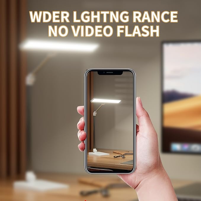 Desk Lamp with USB A+C Dual Charging Port, 23W 1000LM DC Adapter LED Dsek Light for Office Home, Eye-Caring Desk Light 3 Brightness Lamp for Computer, Video Conferencing, Workbench, Crafting, Reading