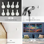 KAIRNE Framed Abstract Midnight Canvas Wall Art,Starry Night Prints Set of 3(16”X24”),Colorful Wildflowers Wall Decor,Nature Night Scene Paintings for Living Room Bedroom office Farmhouse Decoration