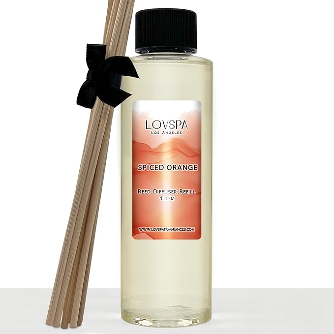 LOVSPA Spiced Orange Diffuser Oil - Holiday Essential Oils for Diffuser Refill & Air Freshener Room Spray - Long-Lasting & Natural Home Fragrance, Scented Oil for Diffusers, USA Made, 4oz