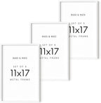 HAUS AND HUES 11x17 White Metal Picture Frames - Features Premium Aluminum, Vertical & Horizontal Hang, Shatterproof Plexiglass - Perfect for Home, Room, Office (11x17 in, White, Set of 3)