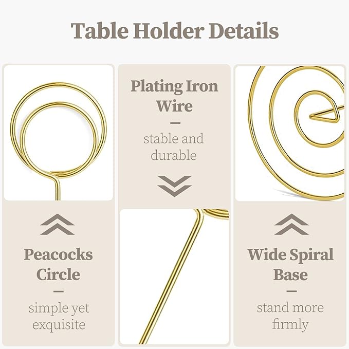 Table Number Holders 10Pcs - 8.75 inch Tall Table Number Stands Place Card Holder for Wedding Party Graduation Reception Restaurant Home Photo Picture Office Memo (Gold, 8.75")