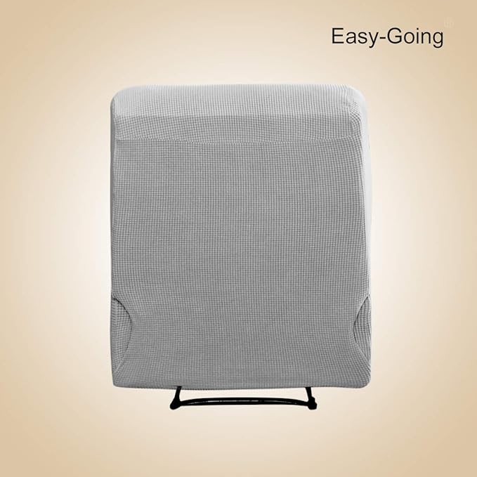 Easy-Going Recliner Stretch Sofa Slipcover Sofa Cover 4-Pieces Furniture Protector Couch Soft with Elastic Bottom Spandex Jacquard Fabric Small Checks(Recliner,Light Gray) Large