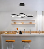 Q&S Modern LED Chandelier,Black Dining Room Chandeliers with Remote Dimmable Light Fixture for Living Room Bar Game Room Restaurant Hotel Office L30 in