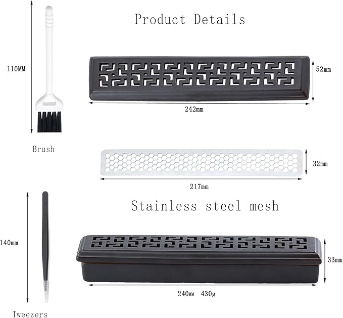 CEREMONY Incense Holder,Ceramic Incense Holder for Sticks with Ash Catcher,Coffin Style Incense Box,Incense Burner for Meditation Yoga Spa Room Decor(Brown)