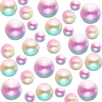 300Pcs Pearl Vase Filler, Lightpinkblue Mix No Hole Faux Pearl Beads for Centerpieces Vases, Candle Centerpieces, Wedding Birthday Party Home Decor 8/10/14/20mm