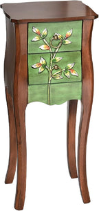 Solid Wood Side Table, Vintage Coffee Tables w/2 Drawer, 30" H Accent Rustic End Table for Living Room Bedroo (Green)