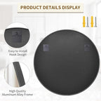 BEAUTYPEAK 48 Inch Round Mirror, Metal Frame Circle Mirror, Wall Mounted for Entryway, Bathroom, Vanity, Living Room, Black