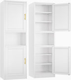 Tall Narrow Storage Cabinet 66.93" H Tall Bathroom Cabinet Metal Pantry Cabinets, 4 Adjustable Shelves for Kitchen, Home Office, Living Room, Dinning Room (20 inches Wide White)