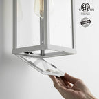 mirrea 18" Classic Outdoor Wall Sconce 1 Light in Matte White Rectangular Metal Frame and Clear Glass Shade Waterproof Porch Light Patio Light Pack of 2