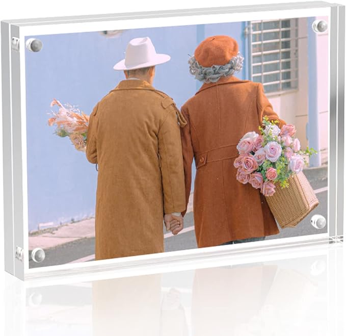 Acrylic Photo Frames 3.5x5 Double Side Magnets Picture Frame, Magnetic Picture Frames for 3x4, 3x5, 3.5x4.5 photo, 10 + 10MM Thickness 1Pack