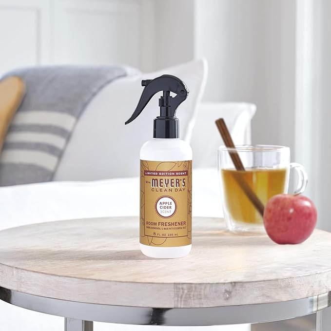 MRS. MEYER'S CLEAN DAY Room and Air Freshener Spray, Non-Aerosol Spray Bottle Infused with Essential Oils, Limited Edition Apple Cider, 8 fl. oz - Pack of 3