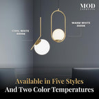 𝗠𝗢𝗗 𝗟𝗜𝗚𝗛𝗧𝗜𝗡𝗚 Jewels & Pearls | Modern Gold Pendant Light Fixtures, Hanging Globe Pendant Lights for Kitchen Island Lighting, Dimmable LED Bulb Included, 1 Pack (Gold | Warm White | Oval)