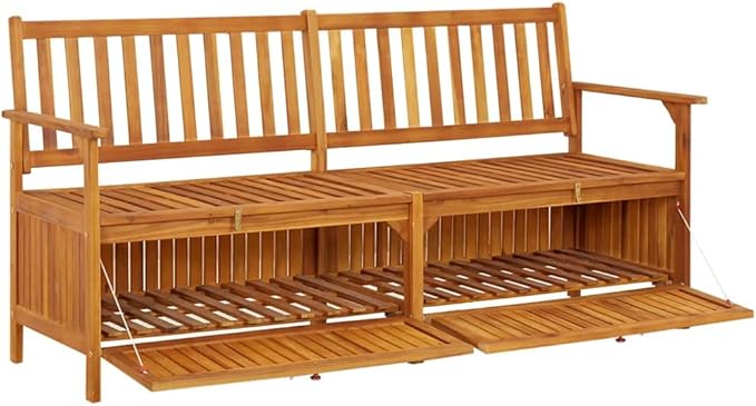 vidaXL Stable Solid Acacia Wood Storage Bench - Weather-Resistant Wooden Patio Furniture with Ample Storage Space & Comfortable Seating