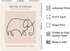 Poster Master Vintage Poster - Retro One Line Elephant Drawing Print - Elephant Art - Minimal Gift for Men, Women, Animal Lover - Abstract Wall Decor for Home, Office - 8x10 UNFRAMED Wall Art