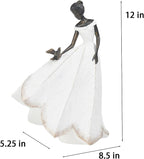 Guichifun Fairy Statue Collection Home Decoration - White Leaf Angel Girls with Bird Resin Home Decor for Outdoor or Indoor Outdoor Yard Decorations Figurines Retirement Gift 8.5 x 5.25 x 12 Inch