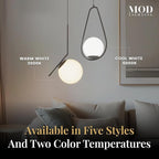 𝗠𝗢𝗗 𝗟𝗜𝗚𝗛𝗧𝗜𝗡𝗚 Jewels & Pearls | Modern Black Pendant Light Fixture, Hanging Globe Pendant Light for Kitchen Island Lighting, Dimmable LED Bulb Included, 1 Pack (Black | Warm White | Droplet)
