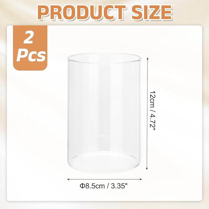 uxcell Hurricane Candle Holder (H:4.7" OD:3.4"), Pillar Floating Candles Holder Clear Glass Cylinder Flower Vases for Table Centerpiece Wedding Party Home Decoration 2Pcs