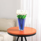 MCMCNCUIU Crystal Vase, Large Crystal Vases for Flowers, Blue Large Flower Vase, Modern Glass Vases for Living Room, Bedroom, Kitchen, Dining Table, Mantle, Wedding, 9 Inches