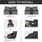 Easy-Going 2-Piece Recliner Console Cover for Reclining Loveseat Covers Stretch Jacquard Middle Console Cover for Recliner Couch and Sofa Dark Gray