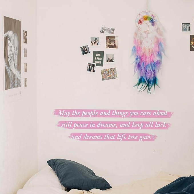 7 Chakras Dream Catchers Tree of Life Dream Catcher Colorful Feather Butterfly Dreamcatcher Wall Decor with Rainbow Healing Crystal Stone Wall Art for Bedroom Home Decor Bless Gift Wedding Party