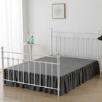 Bed Skirt Queen Size Ruffled Bed Skirt with Split Corners, 12 Inch Drop Dust Ruffle Bed Skirt with Platform, Dark Grey, 12" Queen