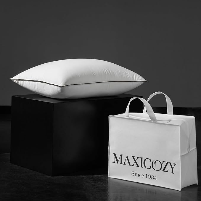 MAXICOZY Hungarian Goose Down Pillows King Size, Fluffy 3-Chamber Bed Pillows for Sleeping, Luxurious Soft Cloud Pillow for Back, Stomach or Side Sleepers(King, 1 Pack)