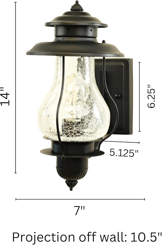 Muskoka Lifestyle Products Outdoor Weatherproof Wall Sconce Lantern, Rustic Porch Light Fixture, Farmhouse Wall Sconce Entryway Light