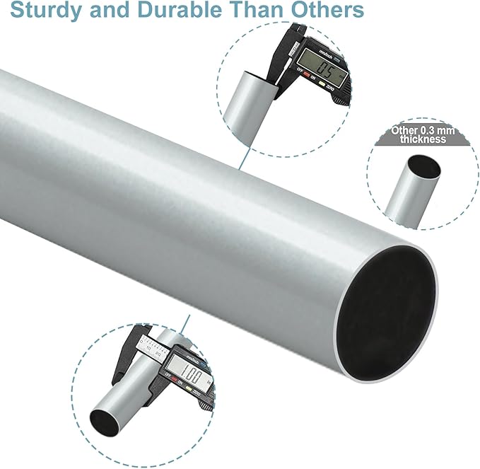 Curtain Rods for Windows 16 to 144 Inches Adjustable Length 1 Inch Diameter Window Curtain Rod with Aluminium End Cap, Silver Gray