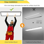 AIKVSXER 1x4 LED Flat Panel Light CPANL Surface Mount LED Ceiling Light Black, 5500LM 50W TRIAC 10-100% Dimmable, 3000/4000/5000k Selectable 120V LED Light Fixture for Kitchen/Laundry/Garage 2PACK